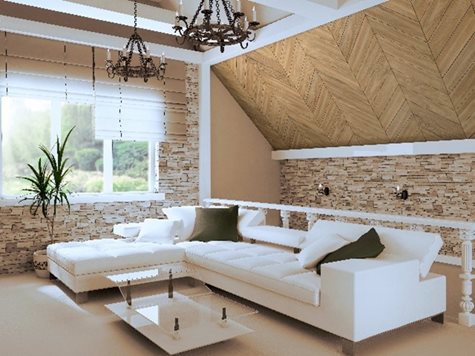 Chevron faux wood panels