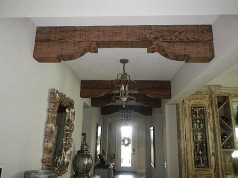 Wood corbel on a hallway ceiling