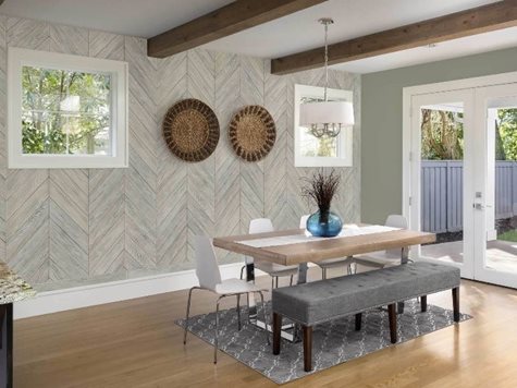 Light stained chevron wood wall pannels